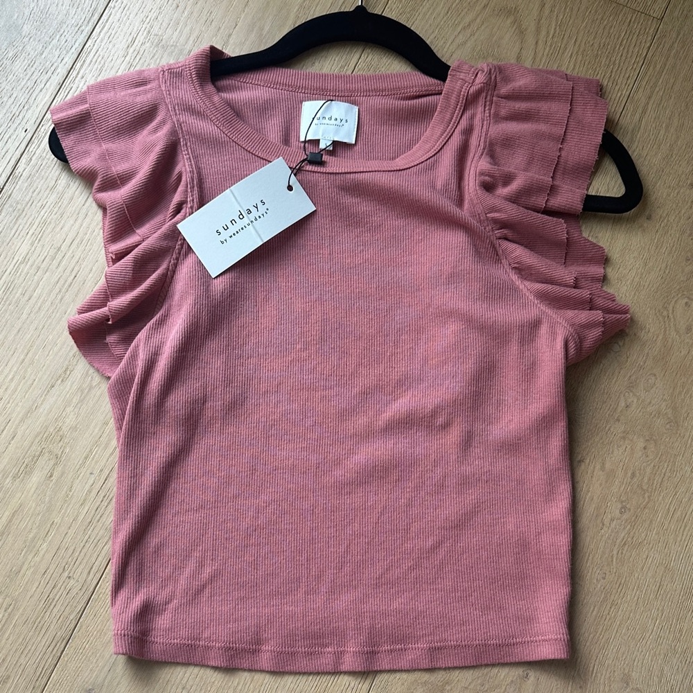 Sundays Women's Dusty Pink Ruffle Crop Top